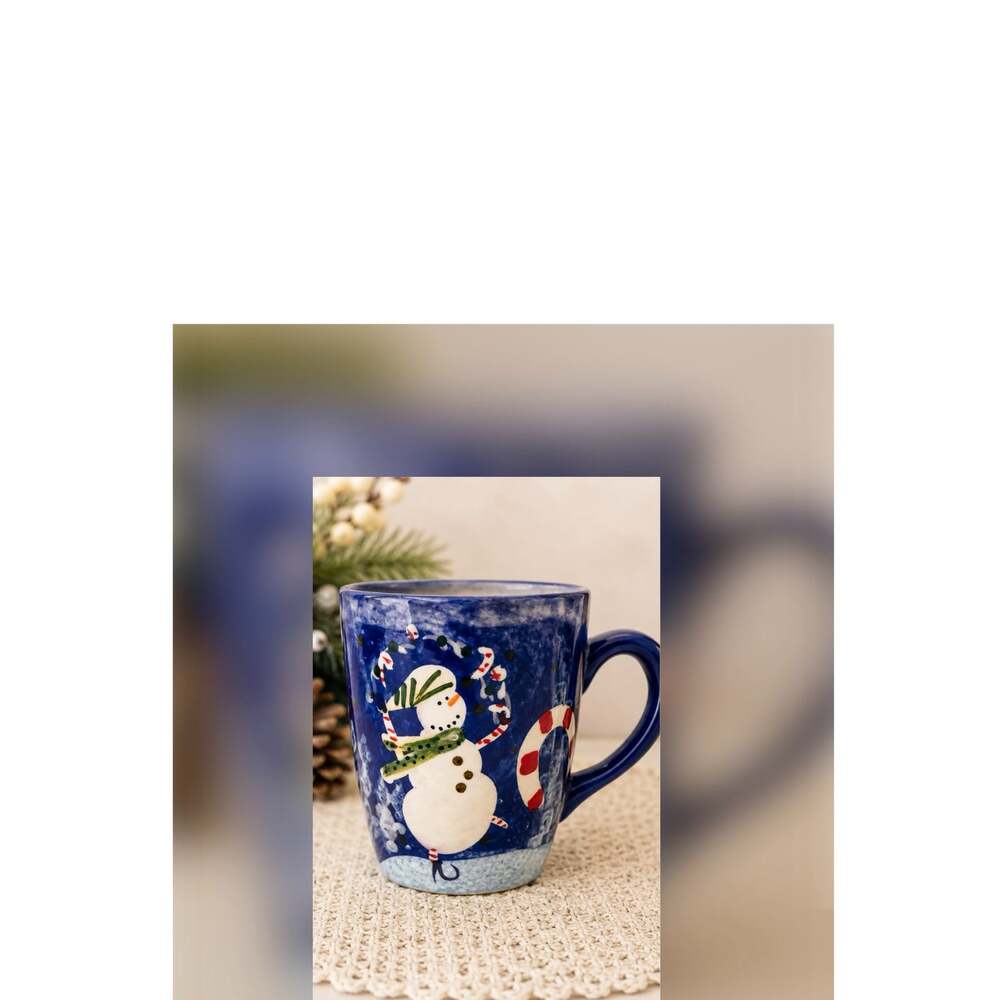 Oneida Snowpals Mug Blue Snowman Zulauf Design Stoneware Christmas Holiday 12 oz